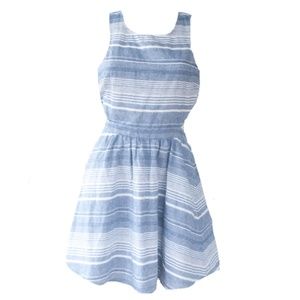 NWT Others Follow M Open Back Stripe Linen Dress